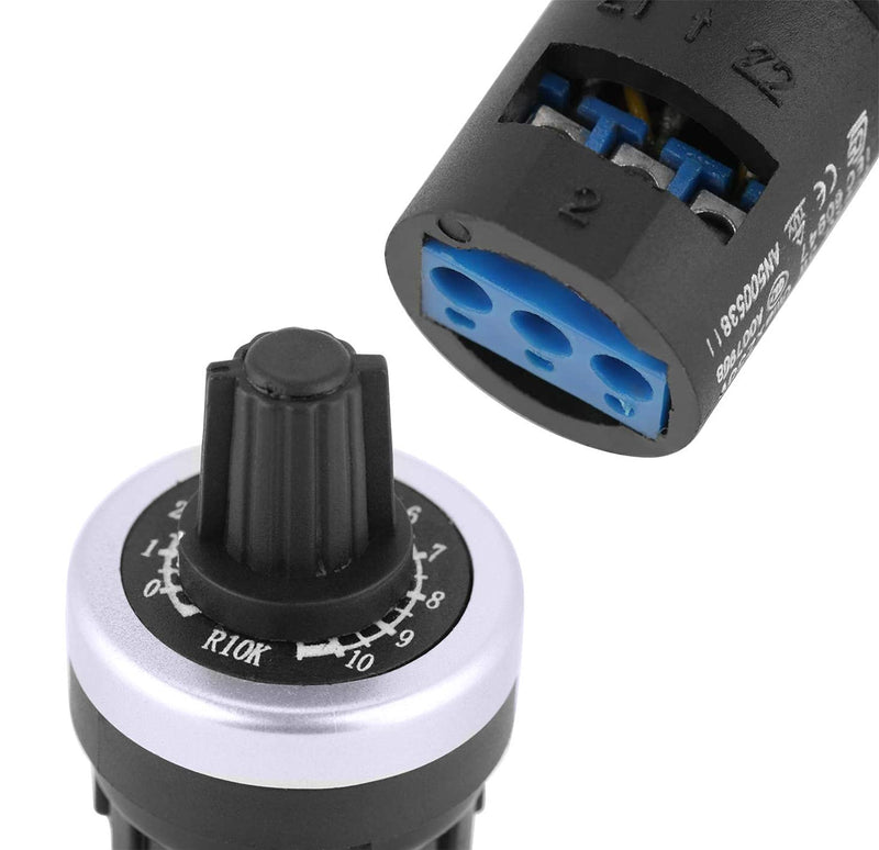 Litensh LA42DWQ 22mm 1K Governor Rotary Potentiometer Pot Inverter Converter Resistance Variable Speed Drive Potentiometer Switch, 1K ohm