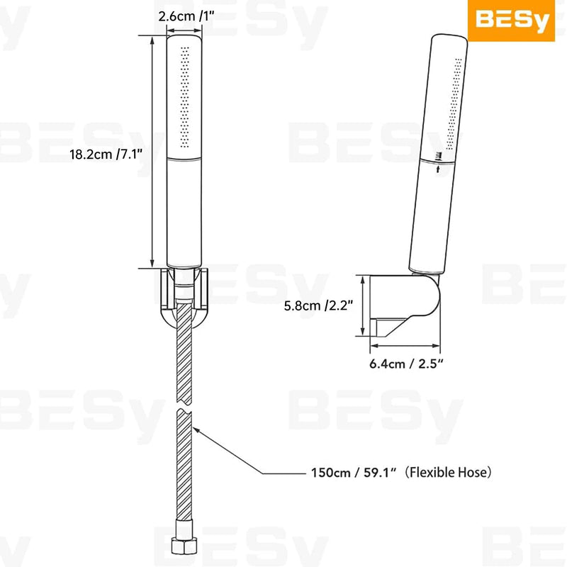BESy Brass 2 In 1 Function Handheld Shower Head Set High Pressure 7 Inch Shower Head High Flow Hand Shower Wand with 59 Inch Hose, Bracket, Oil Rubbed Bronze