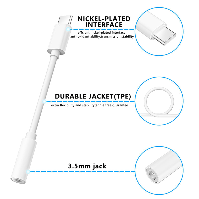[MFi Certified] 2Pack USB C Headphone Adapter for iPhone 15,USB Type C to 3.5mm Female Headphone Jack Adapter Aux Audio Dongle Compatible with iPhone 15/15 Plus/15 Pro/15 Pro Max,Galaxy S23 S22 Ultra
