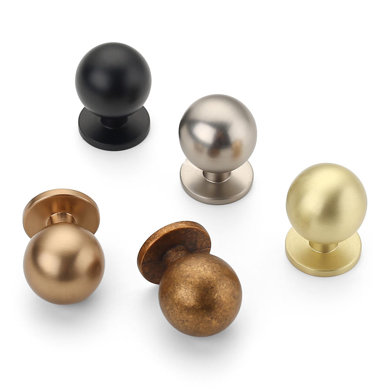 9BUILD 10 Pack 1.2 Inch Antique Brass Round Drawer Knobs - Vintage & Retro Dresser & Cabinet Knobs
