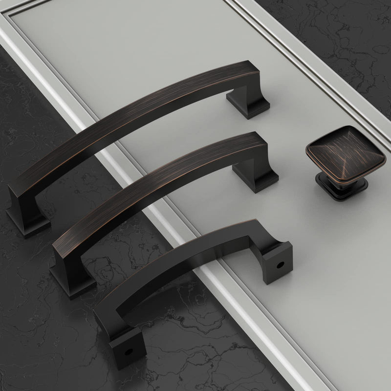 Amerdeco 10 Pack Oil Rubbed Bronze 3 Inch(76mm) Hole Centers Kitchen Cabinet Pulls Cabinet Hardware Kitchen Handles for Cabinets Cupboard Handles Drawer Pulls ZH0009ORB 3"/76MM Hole Center