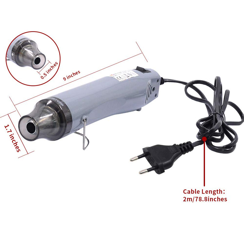 mofa New Mini Hot Air Gun Electric 300W Mini Shrink Heat Tool Embossing Heat Tool Mini Hot Air Gun DIY Tool (Silver) Silver