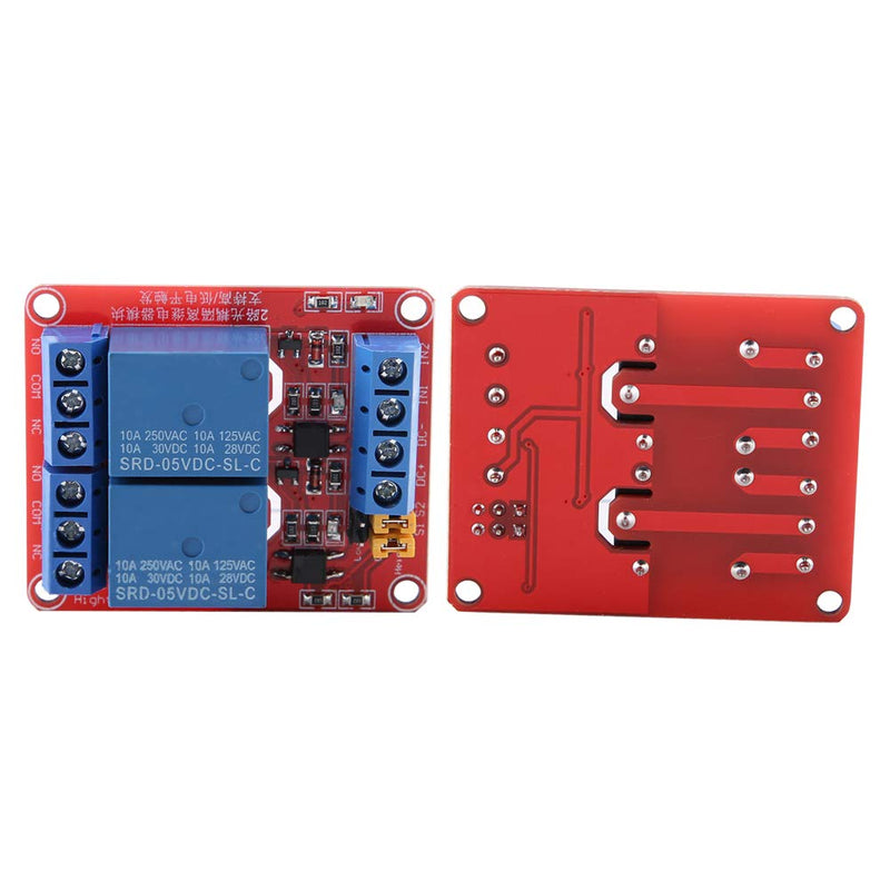 2 Channel Relay Module with Optocoupler, DC Relay Module Relay Relay Module Expansion Board High and Low Trigger with LED Warning Lamp for Special Sensor Shield (5V) 5V