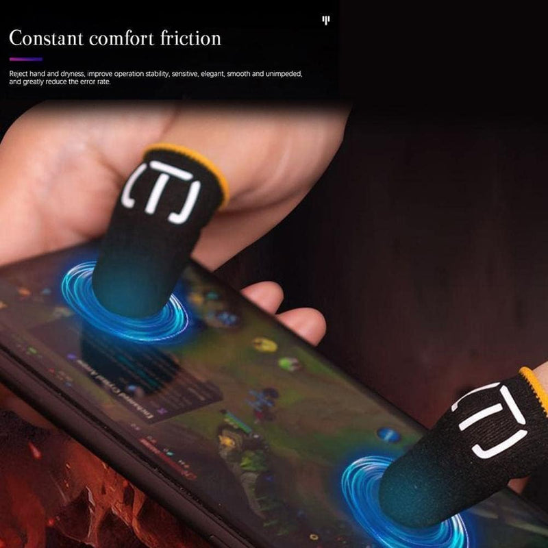 2 Pairs Black Mobile Phone Gaming Sweat-Proof Finger Cover Fingertip Gloves Game Sleeves Thumb Screen Fingertip Gaming Accessories