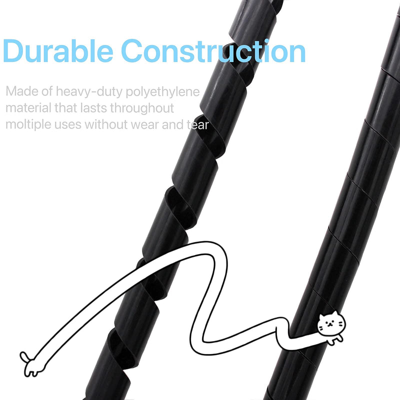 Spiral Cable Wrap,10ft – 1/2 inch Spiral Wire Wrap Cord Covers Bundle Sleeve Hose for PC TV Computer Electrical Wire Organizer, Black