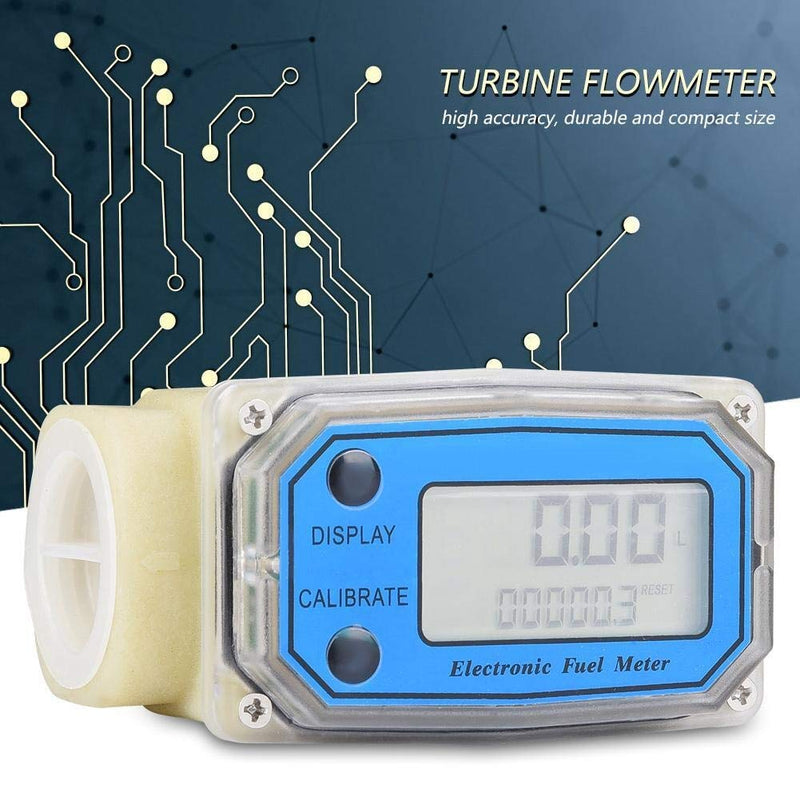 Nikou Flow Meter Turbine Meter - 15-120L/min 1" NPT Mini Diesel Fuel Flow Meter Digital Turbine Meters