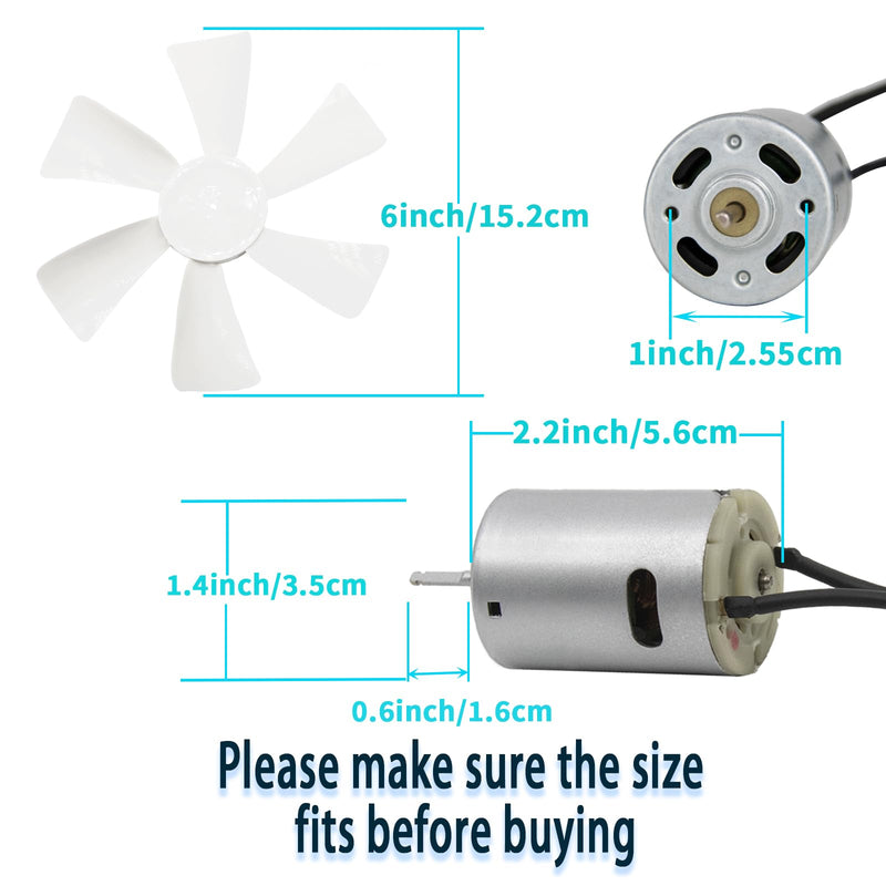 6’’ RV Vent Fan Motor & Fan Blade Replacement, 12V D-Shaft RV Vent Motor Compatible with Heng's, Elixir, Jensen, Jayco,Toyota Dolphin RV Fan & Motor