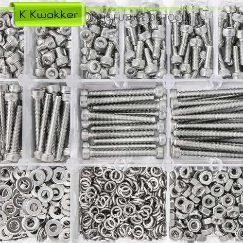 1040PCS M4 Nuts and Bolts Assortment Kit 4mm-45mm, 304 Stainless Steel M4 Screw Assortment, Hex Socket Head Cap Machine Screws Bolts and Nuts Kit Silver 4/6/8/10/12/14/16/20/25/30/35/40/45mm B.M4