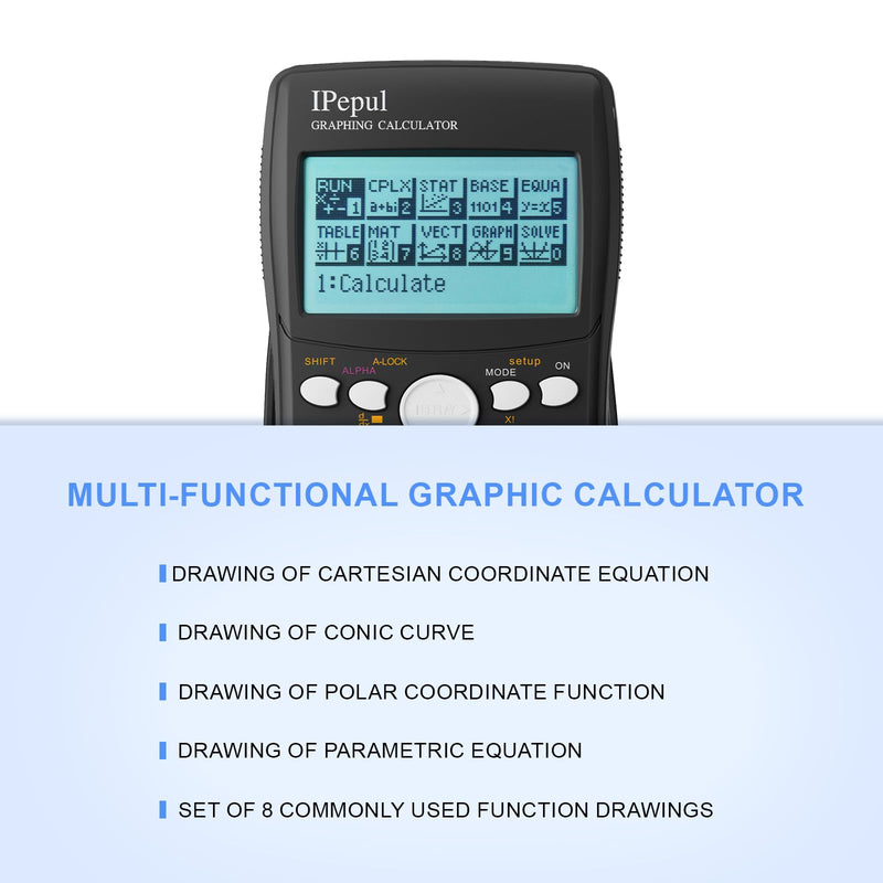 Graphing Calculator,IPepul Scientific Calculators 10 Modes /4 Graphing Functions,Desktop Math Calculator for College Students,School Supplies for Middle High School Teachers Office（Black） Black