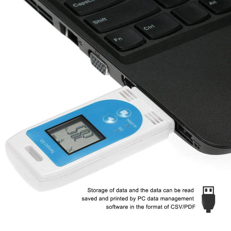 Data Logger USB Temperature and Humidity Recorder PDF GSP Reusable Use LCD display standard for warehouse management with 32000 data capacity
