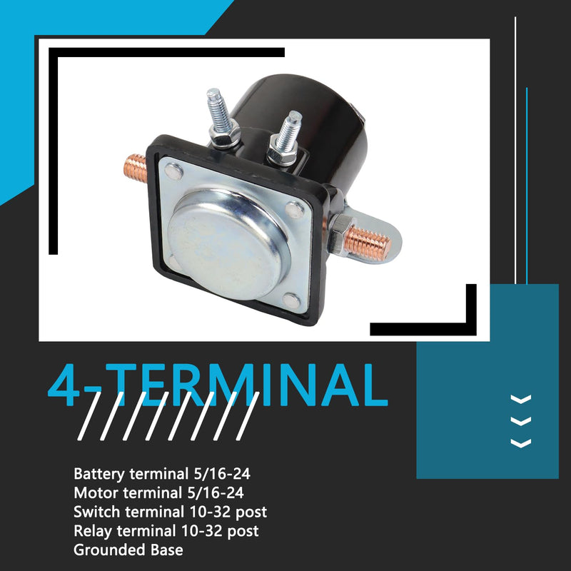 Hot Rod Starter Relay Solenoid 12V 4-Terminal Heavy Duty SW3 Compatible with 1956-up Truck Starter Replaces B-6A-11450A C6AF C7AF C3912 C9AF D2AF11450AA 50-430 (Black) Black