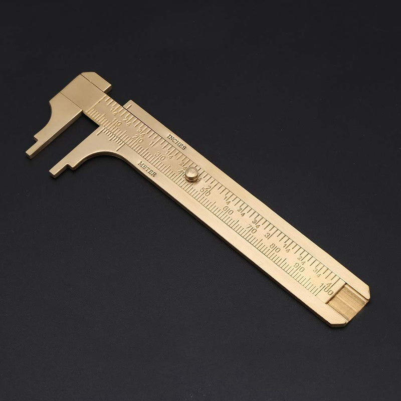 FTVOGUE Vernier Caliper Brass Caliper Ruler Measuring Tool Mini Pocket Ruler Double Scales mm / Inch (100 mm)