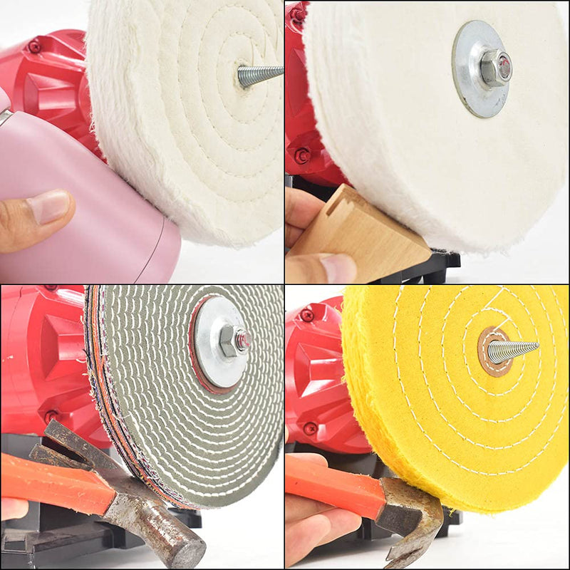 QZATACAEN 200mm Soft Polishing Pads (60 Layers) | fine (60 layers) | medium (40 layers) | coarse (15mm thick) | Rough (15mm thick) | for bench grinder with 16mm mandrel hole 5 pieces