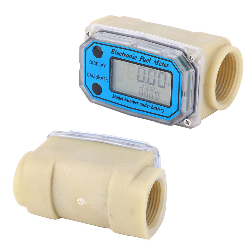 Mini Fuel Flow Meter, Digital Turbine Meter, 15-120 L/min 1" NPT Flow Meter, LCD Digital Meter Diesel Fuel, Oil Flow Meter for Urea Kerosene Petrol