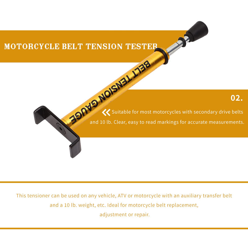 Belt Tension In Gauge, Belt Gauge Tool, Adjustable 10 Pounds, with L Shaped Pad, Motorcycle Belt Tension Tool