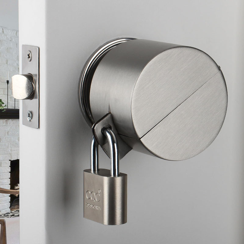 Door Handle/Knob Lock Out Device,Metal Stainless Steel,Cover to Disable The Doorknob/Faucet, Prevents Turning and Operating of Door Knob and Access to Keyhole, (with Padlock) Childproof sainless steel