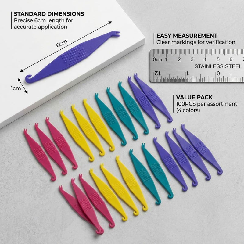 Pack of 100 Orthodontic Elastic Hooks Disposable Plastic Braces Elastic Band Placement Tool Elastic Rope Hook for Dental Dentistry Accessories kq-03