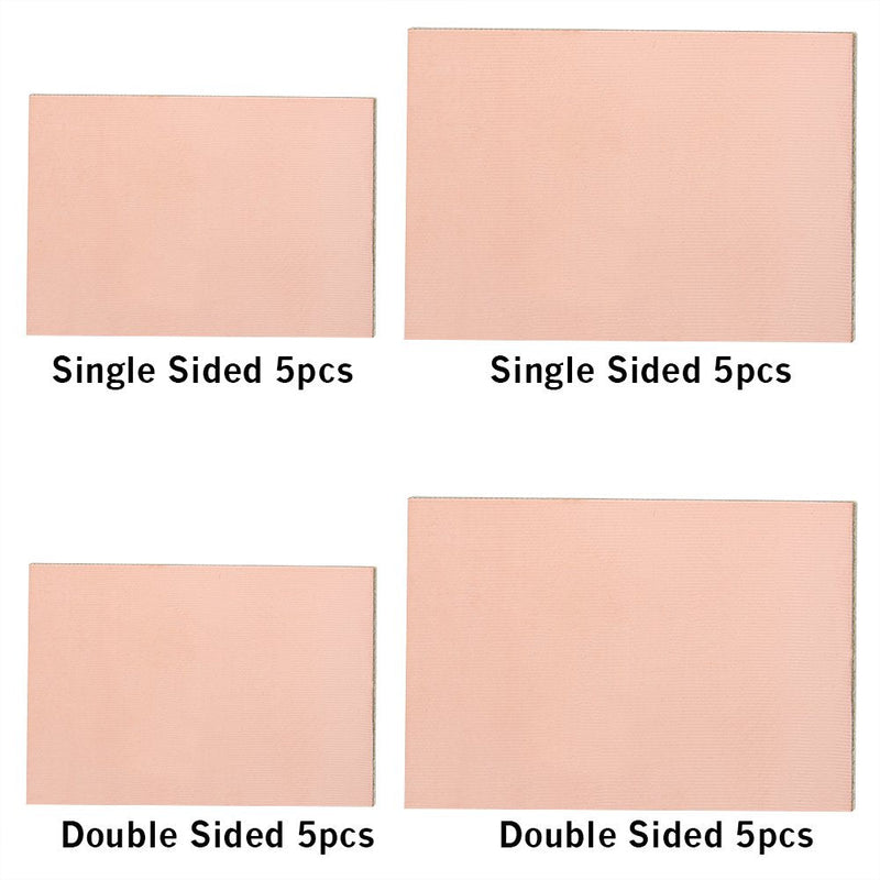 Copper Plated PCB 20pcs Copper Sheet DIY Double Sided Copper Plated and Single Side Laminate PCB Circuit Board for Industrial, Soldering, Maintenance Etc.