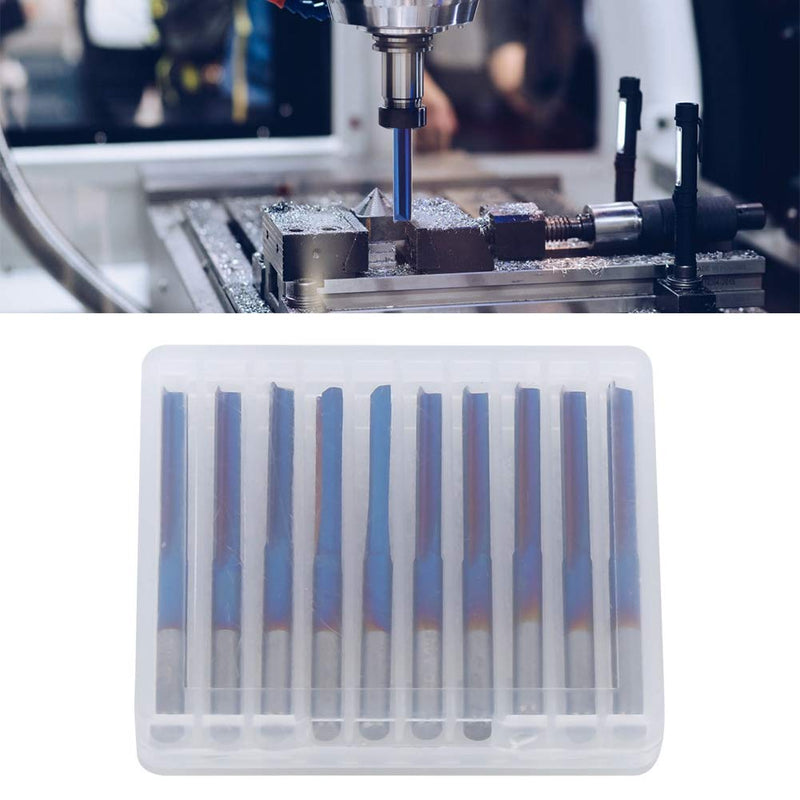 10Pcs 3.175mm CNC Router Carbide 2-Flute Straight Nano Blue Coating End Mill, Handle Milling Tool for Processing Wood