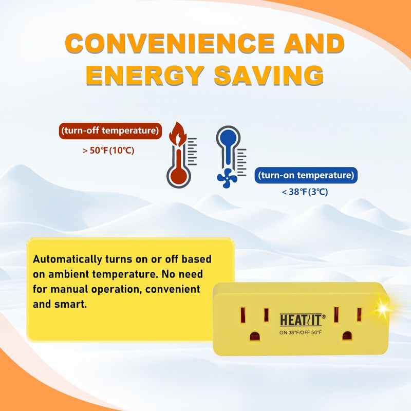 HEATIT ET-21 Freeze Thermostatically Controlled Outlet On at 38F /Off at 50F ET-24 1PCS 1.0