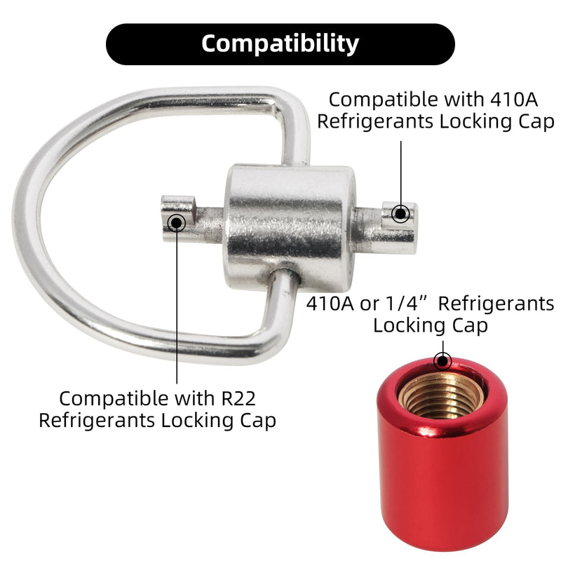 Locking Cap Key for Refrigerant + 1/4” Refrigerant Locking Cap R410, HVAC Key Tool for Refrigerant 410A&R22 Tamper-Resistant Locking Key, Refrigerant Safety Cap 410A for HVAC Installation and Removal 1PCS HVAC Key Tool+1PCS 1/4" Caps