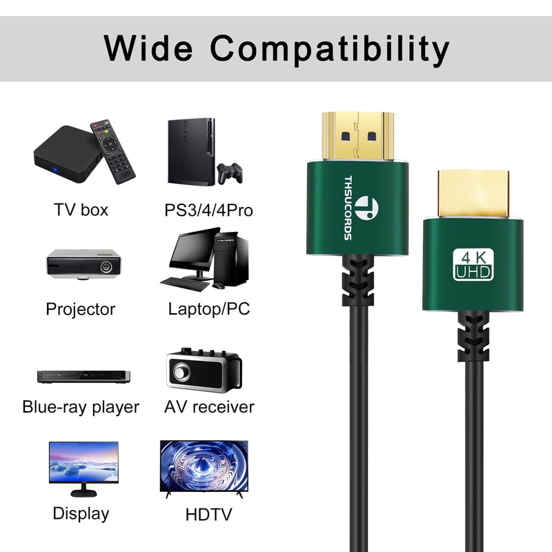 Thsucords Thin HDMI to HDMI Cable 25FT 2 Pack, Ultra Slim & Flexible HDMI Cord Supports High Speed 4K@60Hz 18gbps 2160p 1080p 2-Pack