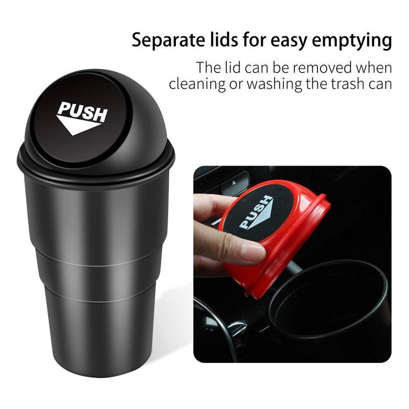 Car Garbage Can with Lid, Leakproof Vehicle Automotive Cup Holder Car Trash Can, Small Trash Bin for Automotive Office Home Kitchen(Black, 1) Black