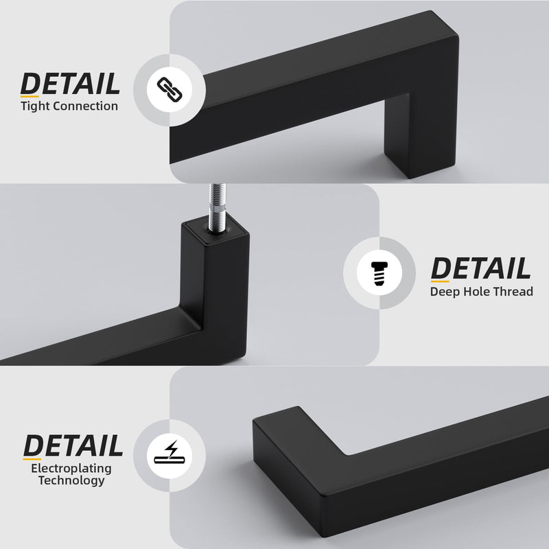 Goldenwarm 10 Pack Black Cabinet Pulls 5in Drawer Pulls Modern Kitchen Cabinet Handles Black Dresser Stainless Steel Hardware 5in Hole Centers