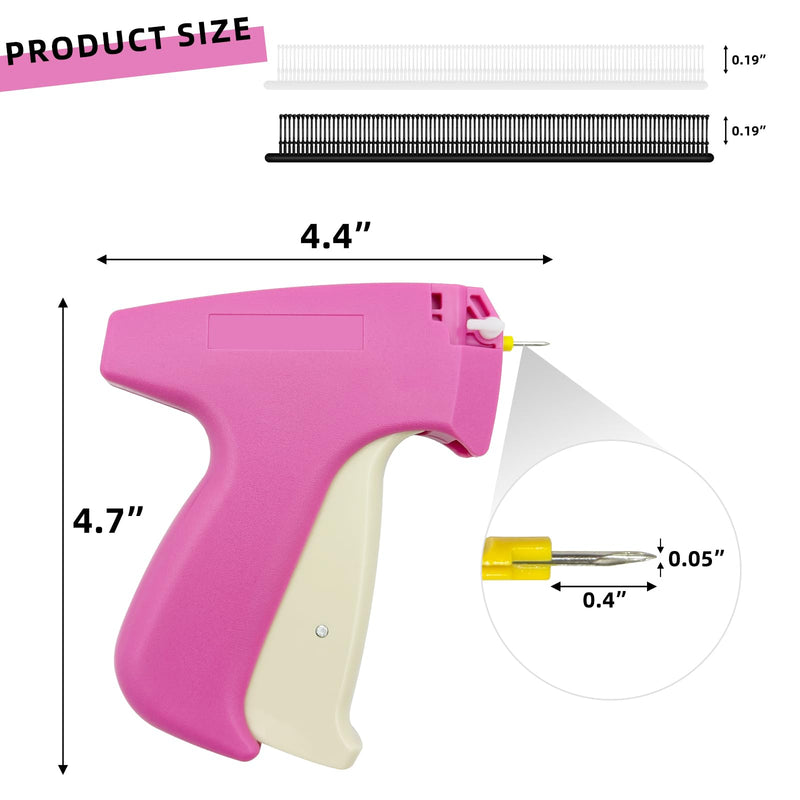 Fine Stitch Tagging Gun for Clothes, Quick Clothing Fixer for Clothing, Quilting Hemming Tools Quick Stitch Sewing Gun with 1000 Black & 1000 White Micro Fasteners Pink Kit