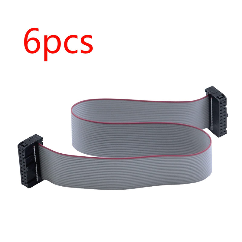 Antrader F/F IDC Connector 20 Pins Flat Ribbon Cable 2.54mm Pitch 30cm 6pcs 20P-30CM Grey