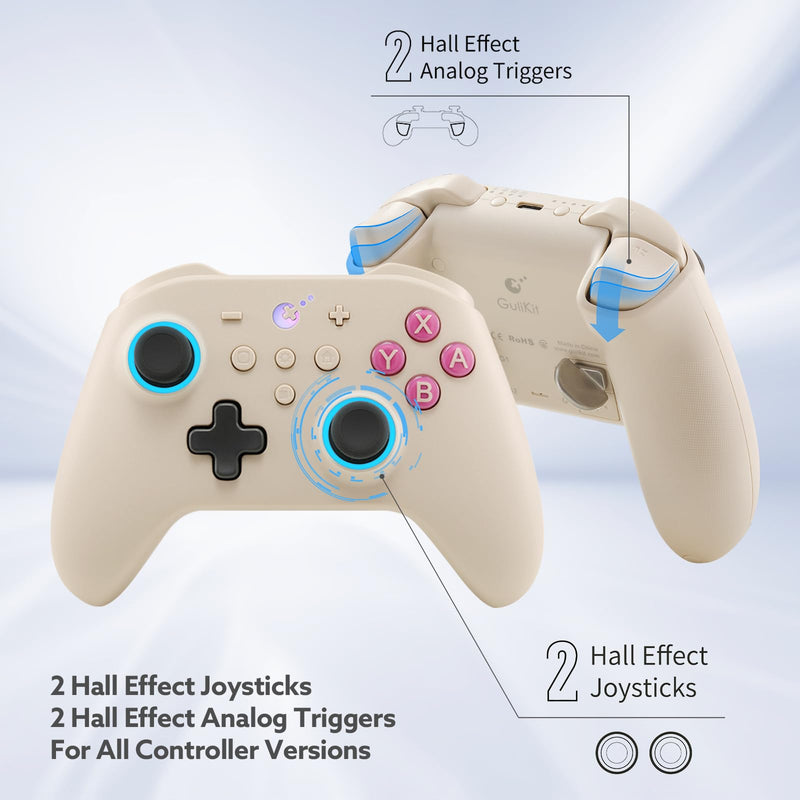GuliKit KK3 PRO Controller Kingkong 3 Pro Switch Controller (No Drift) for Switch/PC/Android/MacOS/IOS with Hall Joysticks and Triggers, Maglev/Rotor/HD Vibration (GB RETRO) GB