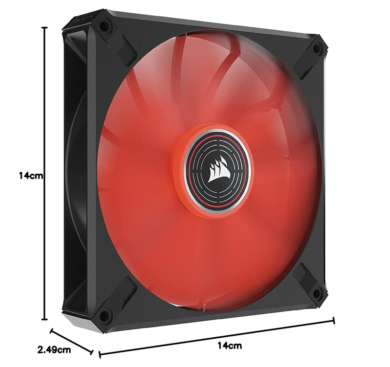 Corsair ML140 LED Elite 140 mm PWM Fan with LEDs (CORSAIR AirGuide Technology, Magnetic Levitation Bearing, Up to 1,600 rpm, Eight Bright LEDs, Low Noise, High Airflow) Single Pack - Red 140 mm (Pack of 2)