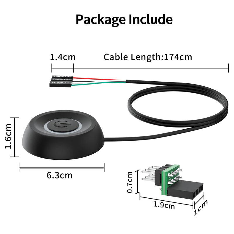 PC Power Button, Desktop Power Button PC External Power Switch ON OFF LED PC Power Supply Button SW Extension for Computer Motherboard