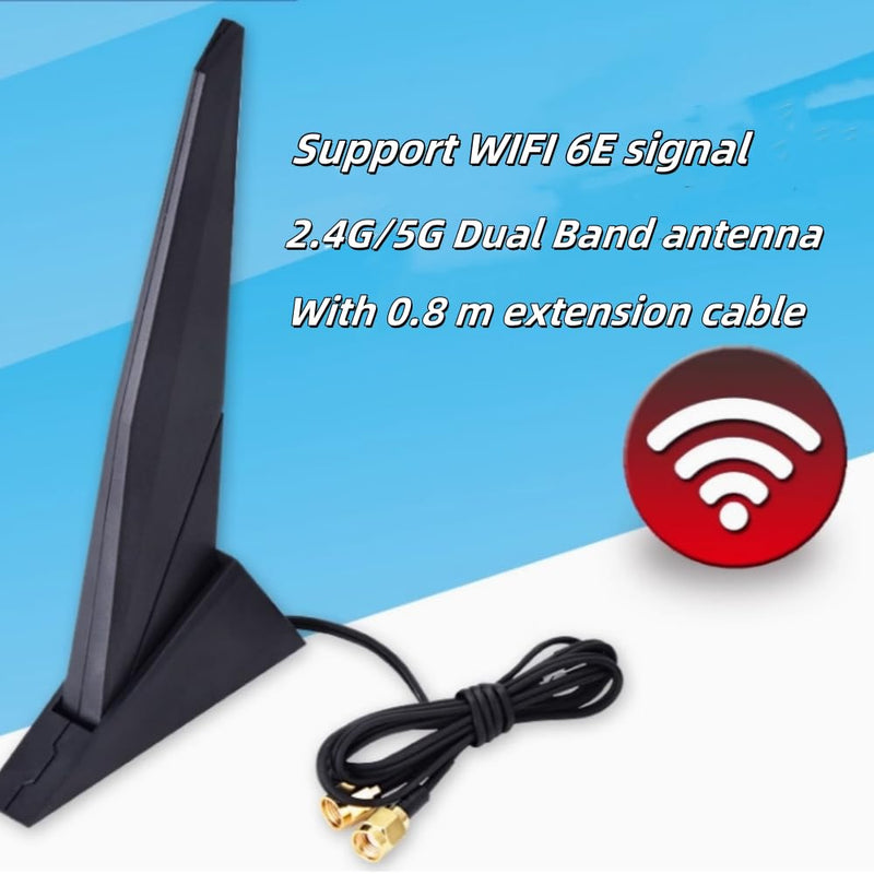 SAMXI SMA WiFi 2T2R Dual Band Wi-Fi Moving Antenna 2.4G/5G Wi-Fi 6e for ASUS Rog Strix Z270 Z370 X370 Z390 Z490 X570 Z170 X299 /Gaming B550-PLUS B650-PLUS B760-PLUS PC Desktop Computer
