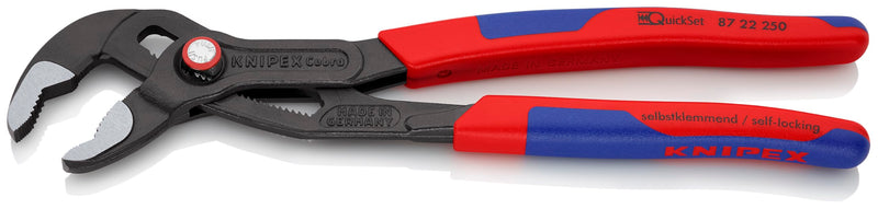 Knipex 87 22 250 10" Cobra QuickSet Hightech Comfort Grip Water Pump Pliers, Multi Component Grips 50mm Capacity, 250mm