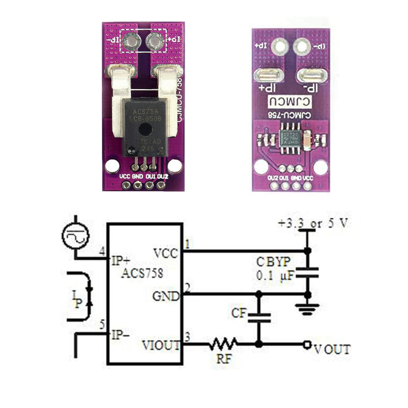 ACS758LCB-050B-PFF-T Linear Current Sensor, Hall Current DIY Module 1