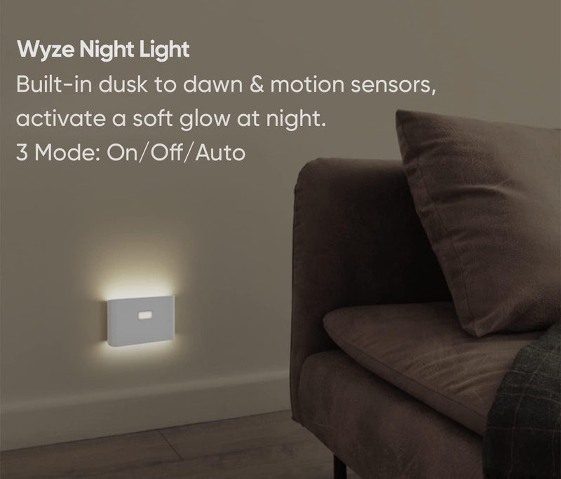 Wyze Lifestyle Rechargeable Night Lights with Dusk to Dawn & Motion Sensors, Warm & Soft White Stair Lights for Bathroom, Hallway, Linkable, Magnetic Mount, 6 Pack