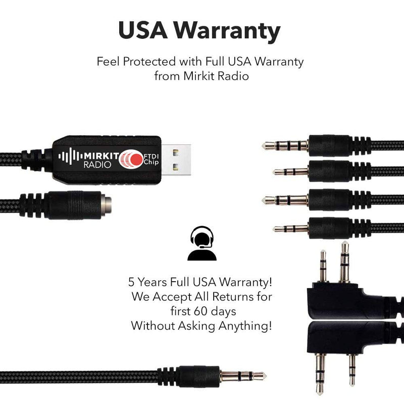 MIRKIT FTDI USB Programming Cable 6 in 1 Model 5 (59 inches Extended Length) for Flashing Ham Radios Compatible with Baofeng Radio, Motorola, Kenwood, HYT, ICOM, Yaesu, Vertex