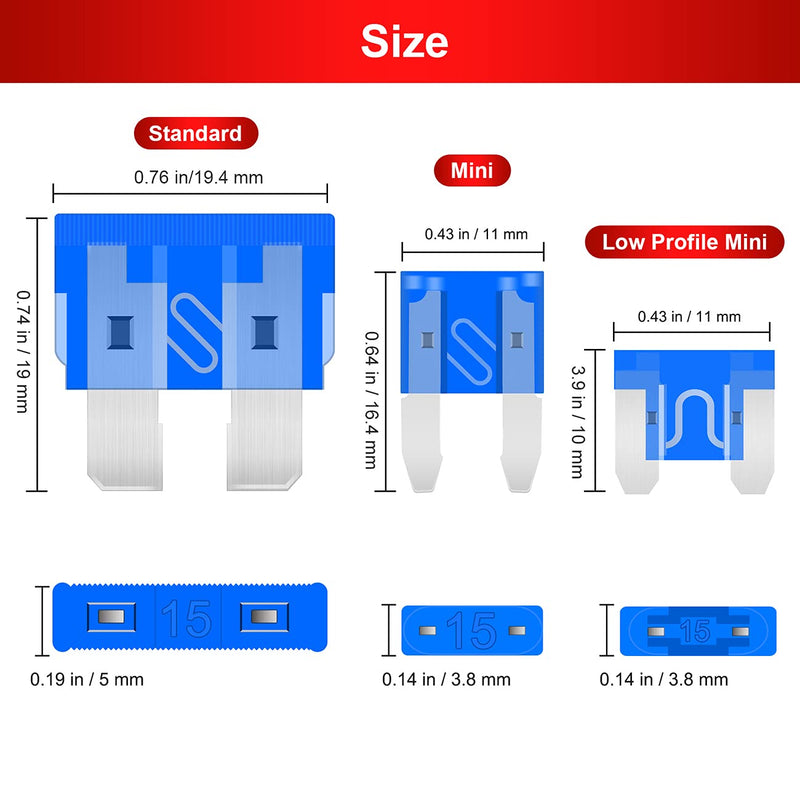 Fuse Assortment Kit,306pcs Car Boat Truck SUV Auto Automotive Assorted Replacement Blade Fuses Standard & Mini & Low Profile Mini-2A 5A 7.5A 10A 15A 20A 25A 30A 35A with Fuse Puller Circuit Tester 306