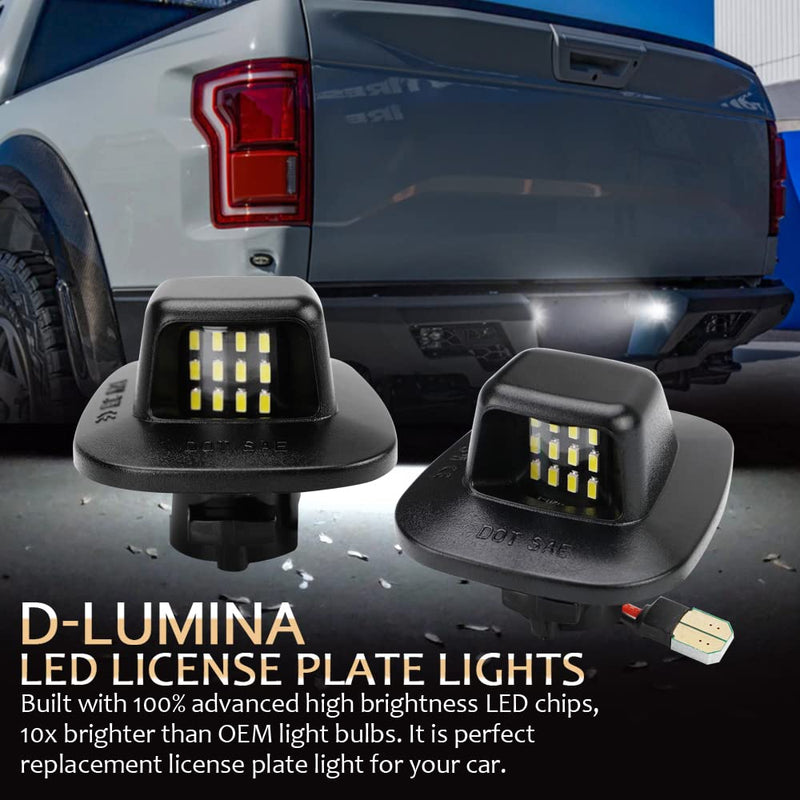 D-Lumina LED License Plate Light Tag Lamp Assembly Compatible with 1988-1999 Chevy GMC Silverado Sierra C1500 C2500 C3500 K1500 K2500 K3500 Pickup Suburban Blazer S10 Tahoe Yukon Sonoma S15, Pack of 2 Black