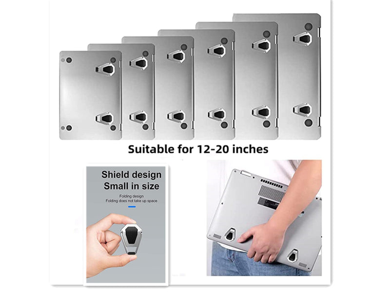 Portable Invisible Laptop Stand - 2PCS Zinc Alloy Mini Stand, Heat Dissipation Pad, Lifter for 12-20 inch Laptops Silver