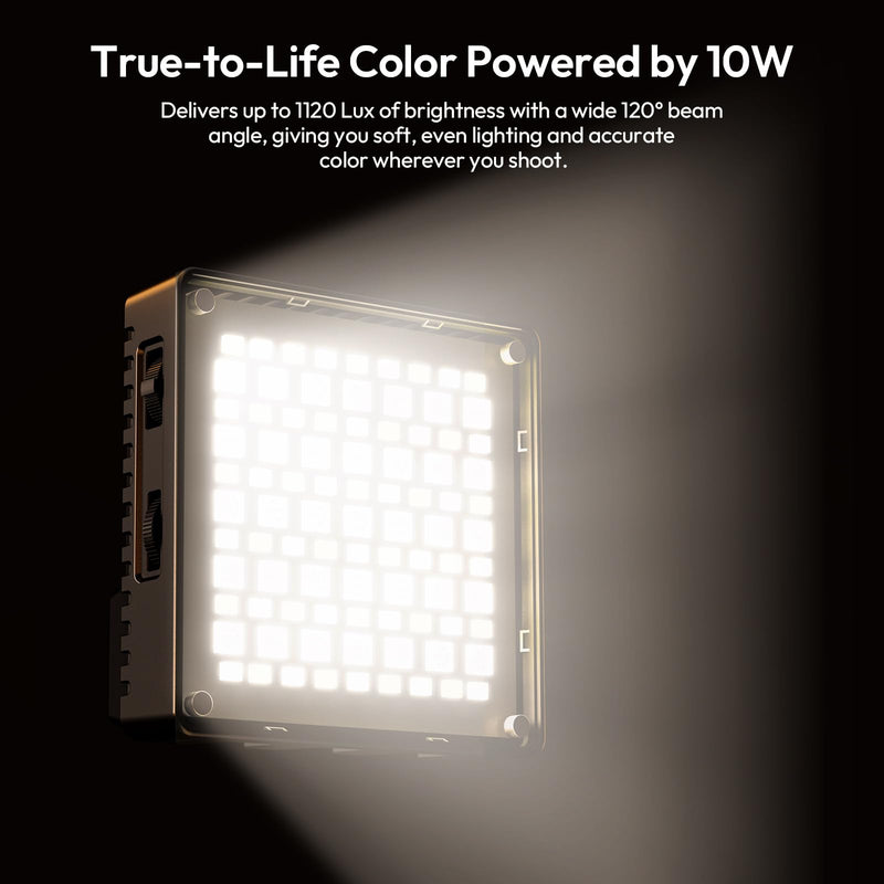 Ulanzi C10 10W Portable LED Light - 1300 Lux High Brightness Camera Light, 3300mAh, 0-359° RGB Video Lights, Cell Phone Selfie Lights with Cold Shoe, Phone Light for iPhone 17
