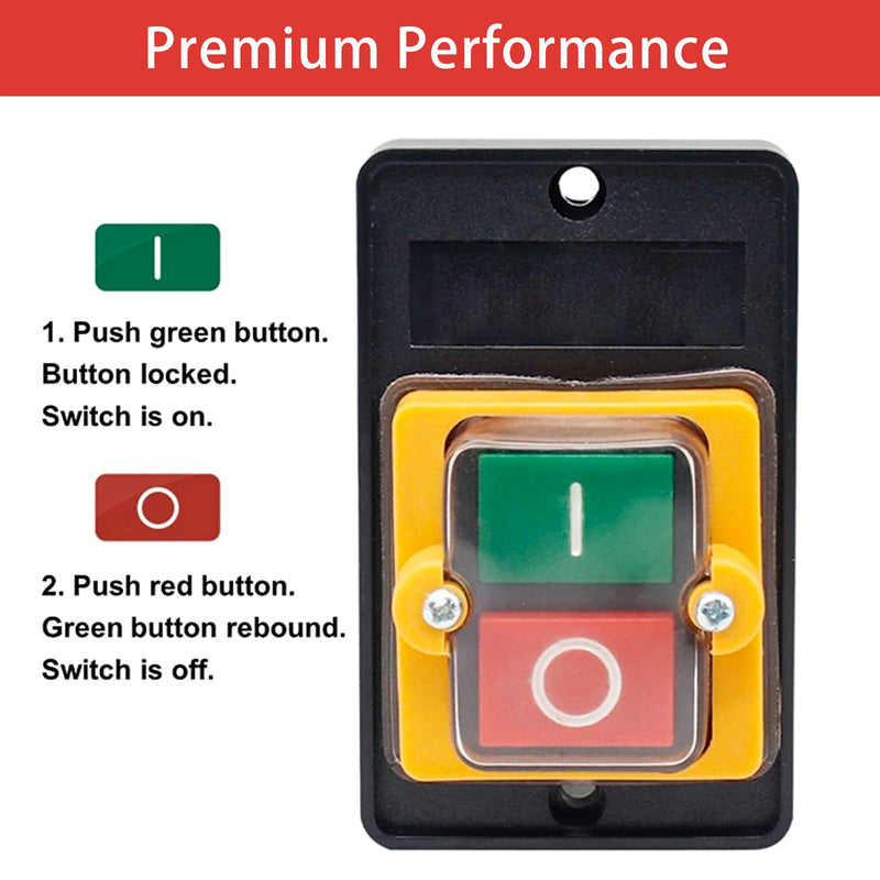 XTVTX 2PCS Machine Push Button Switch 220v Machine Switch Pushbutton AC220V/380V 10A Safety Switch Zero Voltage Switch in Mechanical Textile Machinery