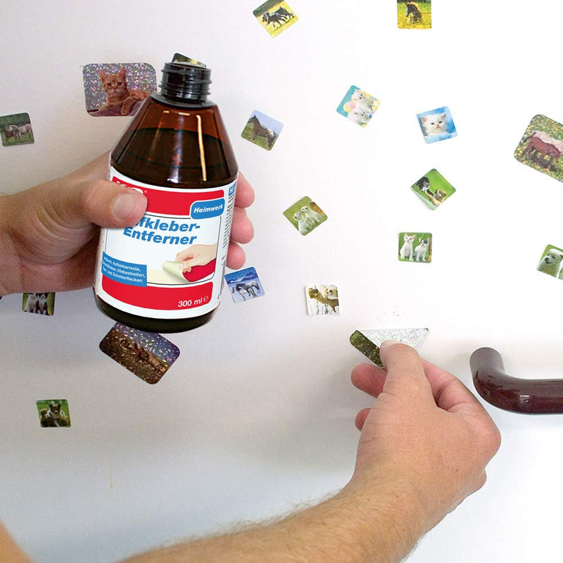 HG sticker and adhesive residue remover, effective agent for removing labels, stickers, tar and grease stains as well as oil and heel marks - 300 ml sticker remover