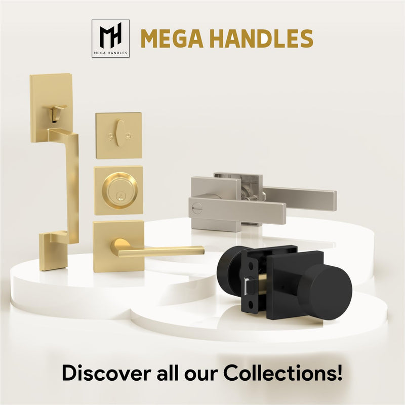 Mega Handles Laura Deadbolt Lock - Heavy Duty Square Locking Deadbolt for Left Or Right-Handed Doors, Dead Bolt Locks for Interior Doors & Exterior, Screws Included - Polished Chrome 1