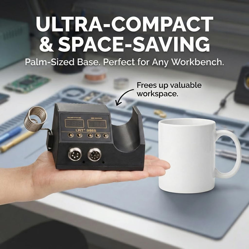 LRT-8868 2-in-1 Rework Station, 580W Hot Air Gun & 60W Soldering Iron Station Kit, Digital Dual LED Display, 212°F-896°F Precision Temp, Fast Heating SMD Soldering Kit for Electronics Repair & PCB DIY
