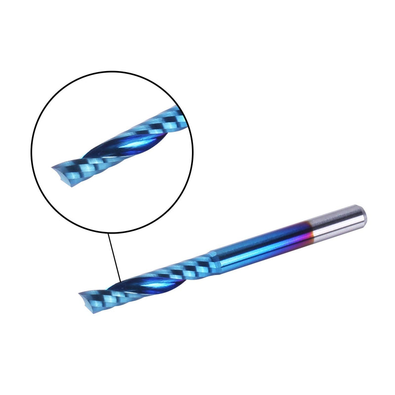 SainSmart Genmitsu 10Pcs Nano Blue Coat Flat Nose End Mill CNC Router Bits, 1/8" Shank Spiral Upcut Single 1 Flute End Mill Set (3.175 x 17 x 38mm) 3.175mm Set (1-Flute Flat Nose)