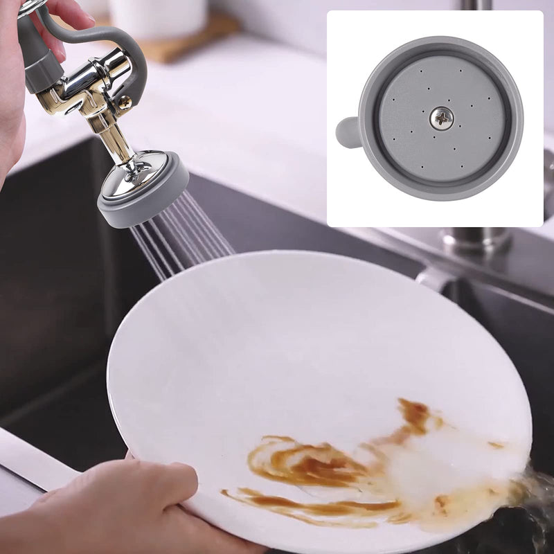 Commercial Sink Sprayer Pre Rinse Sprayer Replacement for Commercial Kitchen Faucet - 1.42 GPM High Pressure Dish Spray Pre Rinse Spray Valve with Handle Chrome Polished (Grey) Round Gray