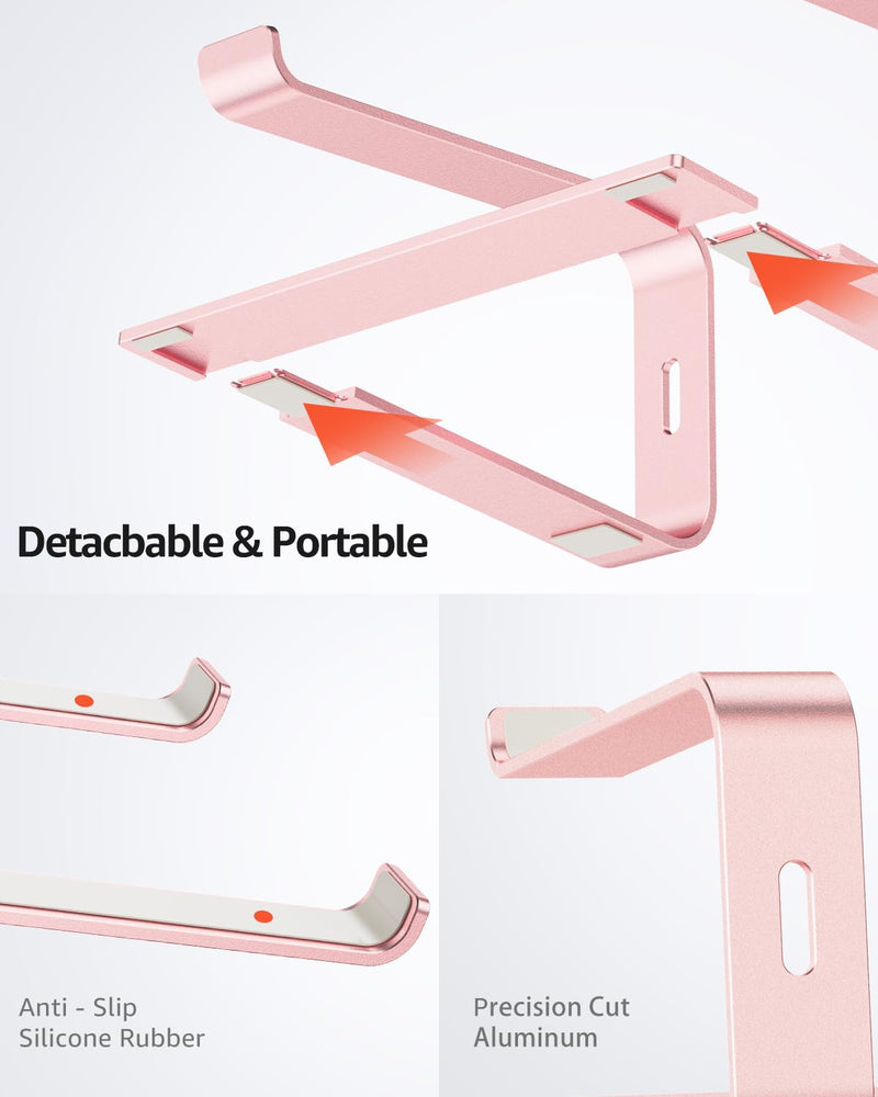 Urmust Laptop Stand for Desk Aluminum Computer Stand Riser Holder for Laptop Compatible with MacBook Air Pro, Dell, HP, Lenovo Samsung, Alienware All Laptops 11-15.6"(Rose Gold) Rose Gold
