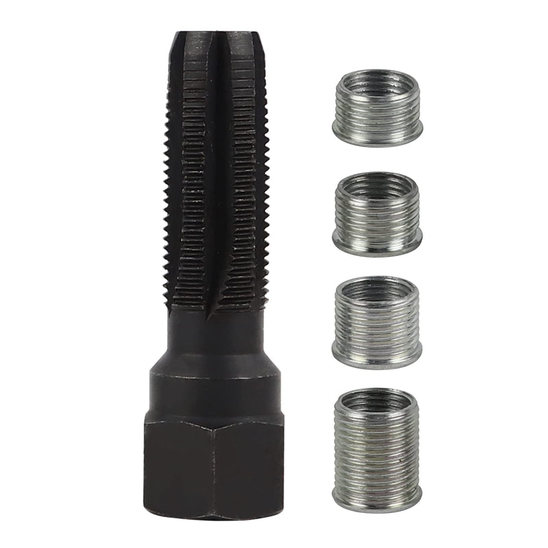 FLYPIG M14 x1.25 Carbon Steel Spark Plug Re-thread Repair Tool Tap Reamer Inserts Kit 14mm Spark Plug Thread Repair Kit